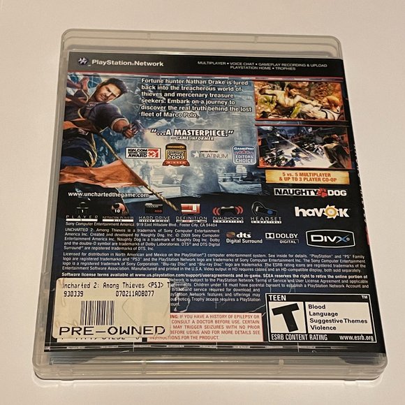 Uncharted 2 Among Theives Sony Playstation 3 Complete in Box - Picture 2 of 2